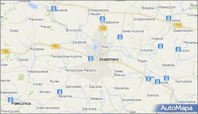 mapa Skalbmierz, Skalbmierz na mapie Targeo