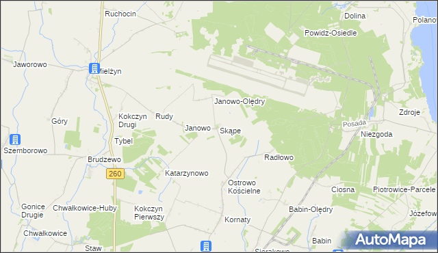 mapa Skąpe gmina Strzałkowo, Skąpe gmina Strzałkowo na mapie Targeo