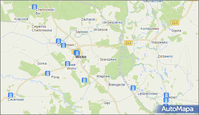 mapa Skarszewo gmina Wicko, Skarszewo gmina Wicko na mapie Targeo