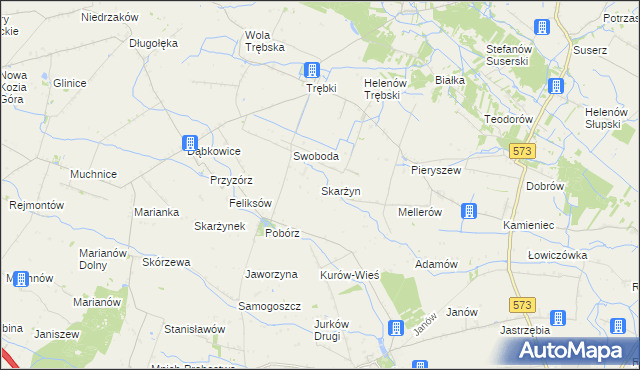 mapa Skarżyn gmina Oporów, Skarżyn gmina Oporów na mapie Targeo