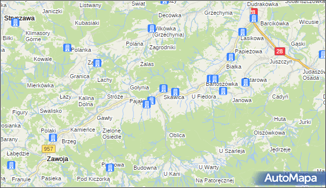 mapa Skawica, Skawica na mapie Targeo