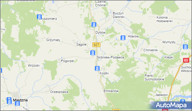 mapa Skibniew-Podawce, Skibniew-Podawce na mapie Targeo