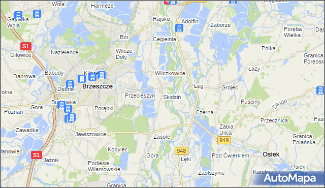 mapa Skidziń, Skidziń na mapie Targeo