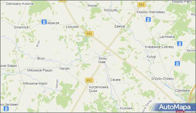 mapa Skiwy Małe, Skiwy Małe na mapie Targeo