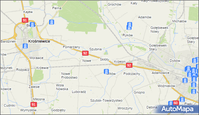 mapa Skłóty, Skłóty na mapie Targeo