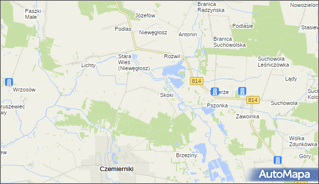 mapa Skoki gmina Czemierniki, Skoki gmina Czemierniki na mapie Targeo