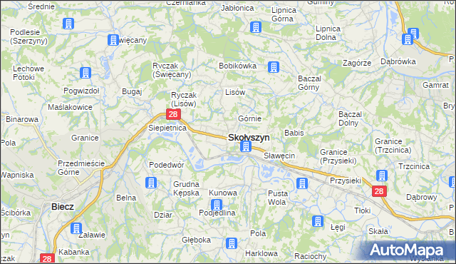 mapa Skołyszyn, Skołyszyn na mapie Targeo