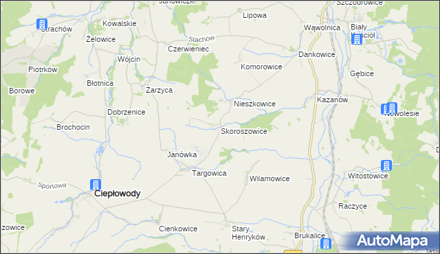 mapa Skoroszowice, Skoroszowice na mapie Targeo