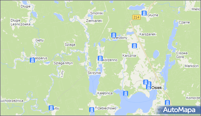 mapa Skórzenno, Skórzenno na mapie Targeo