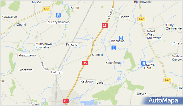 mapa Skotniki gmina Miłosław, Skotniki gmina Miłosław na mapie Targeo