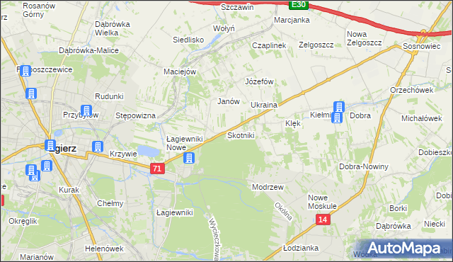 mapa Skotniki gmina Zgierz, Skotniki gmina Zgierz na mapie Targeo