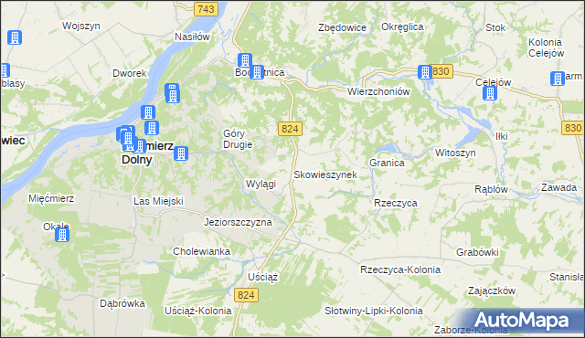 mapa Skowieszynek, Skowieszynek na mapie Targeo