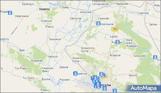 mapa Skowronno Górne, Skowronno Górne na mapie Targeo