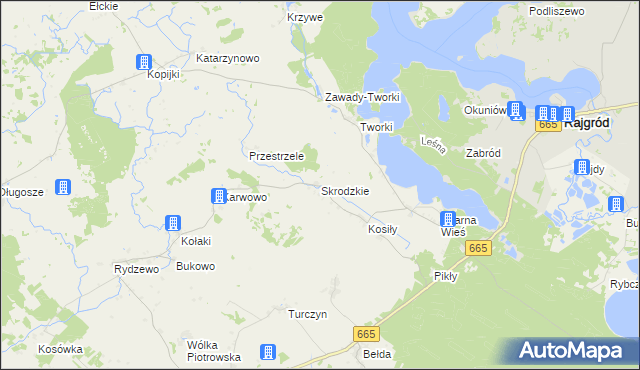 mapa Skrodzkie, Skrodzkie na mapie Targeo