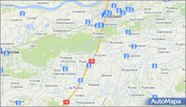 mapa Skrzynka gmina Szczucin, Skrzynka gmina Szczucin na mapie Targeo