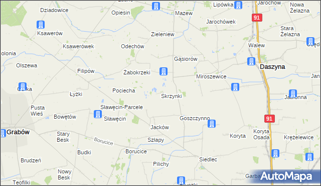 mapa Skrzynki gmina Daszyna, Skrzynki gmina Daszyna na mapie Targeo