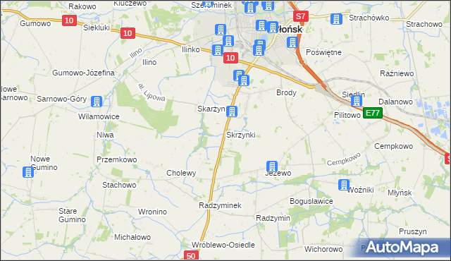 mapa Skrzynki gmina Płońsk, Skrzynki gmina Płońsk na mapie Targeo