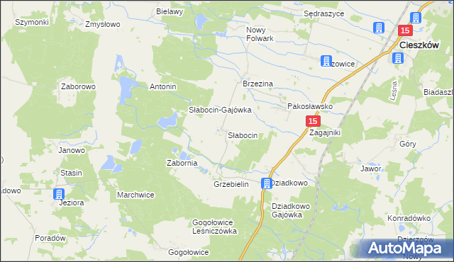mapa Słabocin, Słabocin na mapie Targeo