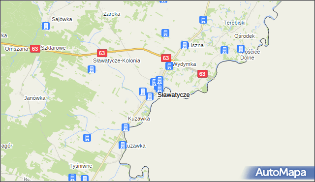 mapa Sławatycze, Sławatycze na mapie Targeo