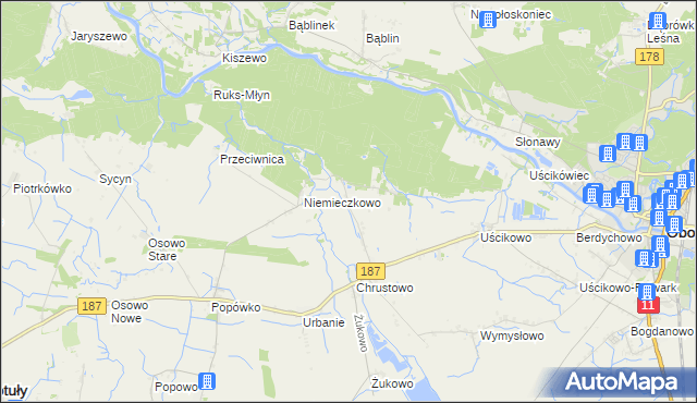 mapa Sławienko gmina Oborniki, Sławienko gmina Oborniki na mapie Targeo