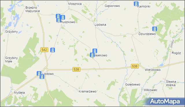 mapa Sławkowo gmina Działdowo, Sławkowo gmina Działdowo na mapie Targeo