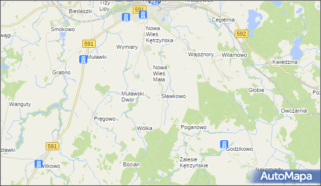 mapa Sławkowo gmina Kętrzyn, Sławkowo gmina Kętrzyn na mapie Targeo