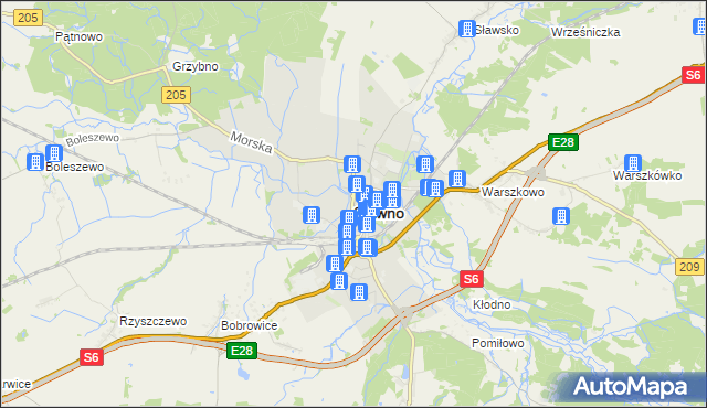 mapa Sławno, Sławno na mapie Targeo