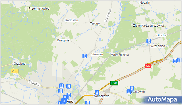 mapa Sławsko, Sławsko na mapie Targeo
