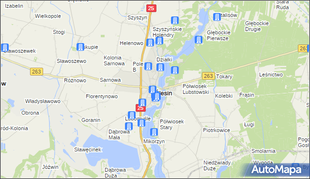 mapa Ślesin powiat koniński, Ślesin powiat koniński na mapie Targeo