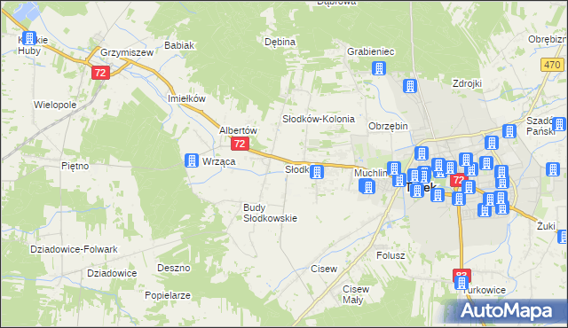 mapa Słodków gmina Turek, Słodków gmina Turek na mapie Targeo