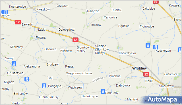 mapa Słomków Suchy, Słomków Suchy na mapie Targeo