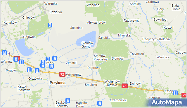 mapa Słomów Kościelny, Słomów Kościelny na mapie Targeo