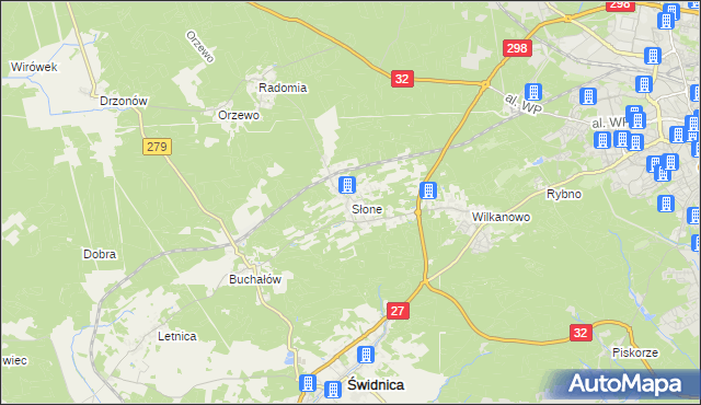 mapa Słone gmina Świdnica, Słone gmina Świdnica na mapie Targeo