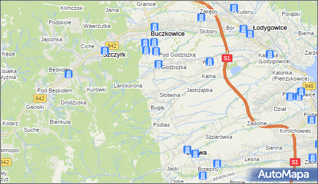 mapa Słotwina gmina Lipowa, Słotwina gmina Lipowa na mapie Targeo