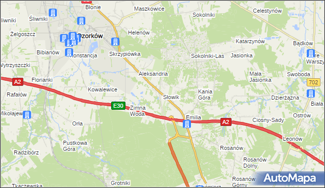 mapa Słowik gmina Zgierz, Słowik gmina Zgierz na mapie Targeo