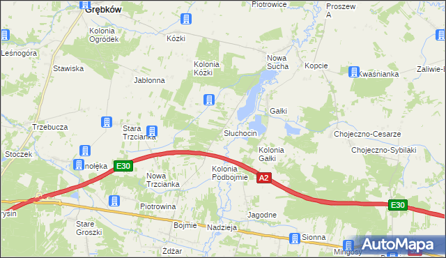 mapa Słuchocin, Słuchocin na mapie Targeo