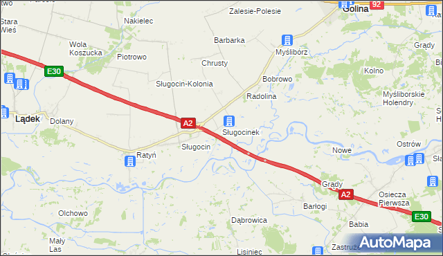 mapa Sługocinek, Sługocinek na mapie Targeo