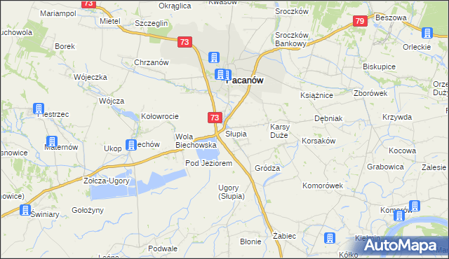 mapa Słupia gmina Pacanów, Słupia gmina Pacanów na mapie Targeo