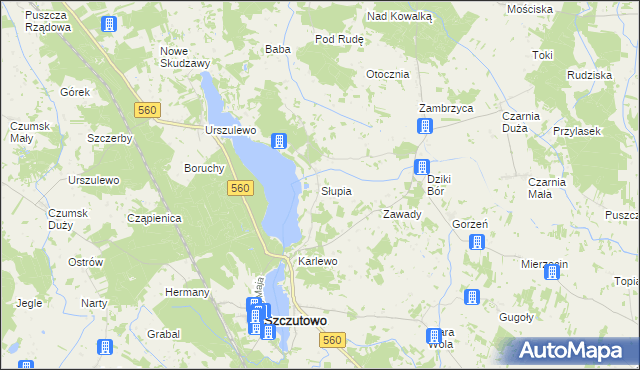 mapa Słupia gmina Szczutowo, Słupia gmina Szczutowo na mapie Targeo