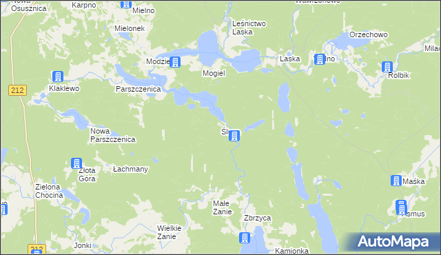 mapa Śluza gmina Chojnice, Śluza gmina Chojnice na mapie Targeo