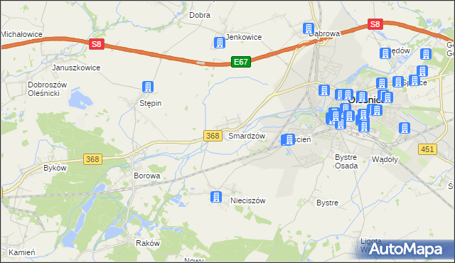 mapa Smardzów gmina Oleśnica, Smardzów gmina Oleśnica na mapie Targeo