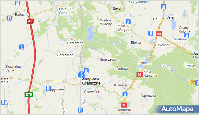 mapa Smarzewo, Smarzewo na mapie Targeo