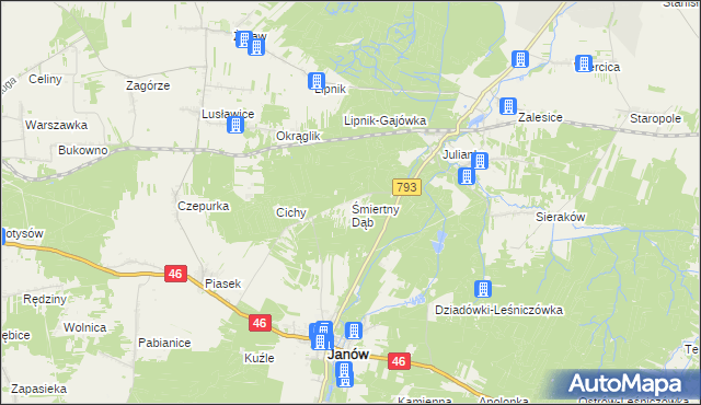 mapa Śmiertny Dąb, Śmiertny Dąb na mapie Targeo