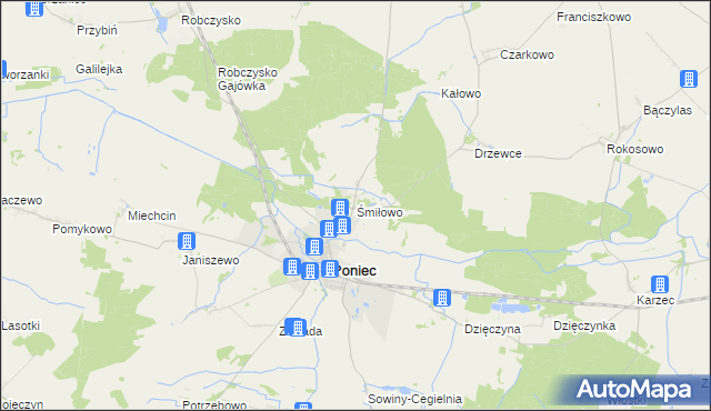 mapa Śmiłowo gmina Poniec, Śmiłowo gmina Poniec na mapie Targeo
