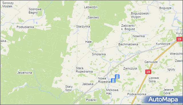 mapa Smolanka gmina Sokółka, Smolanka gmina Sokółka na mapie Targeo