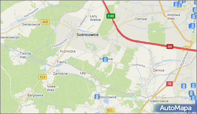 mapa Smolnica gmina Sośnicowice, Smolnica gmina Sośnicowice na mapie Targeo