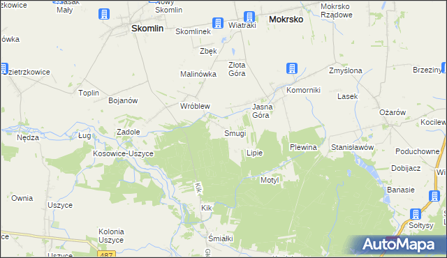 mapa Smugi gmina Skomlin, Smugi gmina Skomlin na mapie Targeo