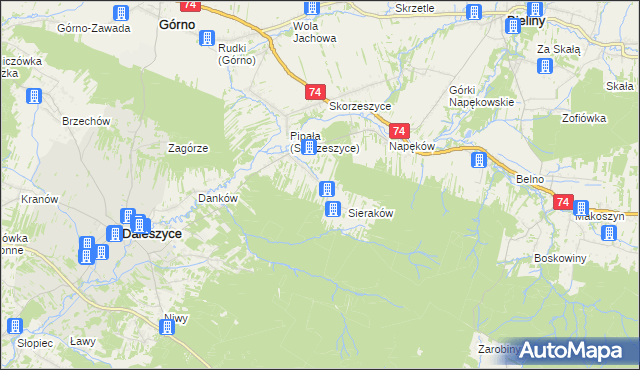mapa Smyków gmina Daleszyce, Smyków gmina Daleszyce na mapie Targeo