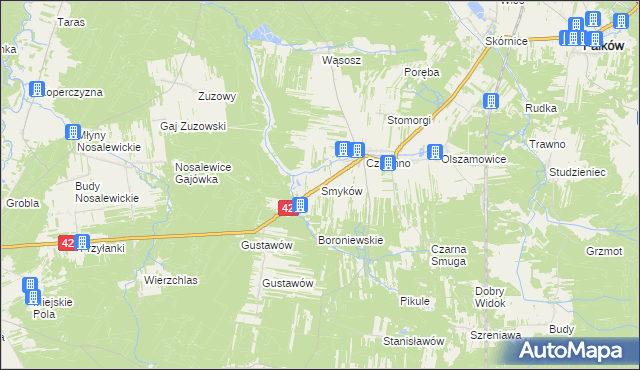 mapa Smyków gmina Fałków, Smyków gmina Fałków na mapie Targeo