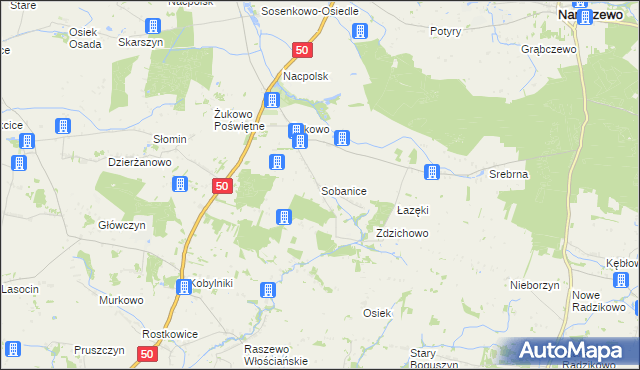 mapa Sobanice, Sobanice na mapie Targeo